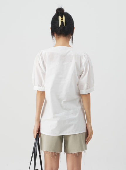 Square Neck Short Sleeve Blouse CY27