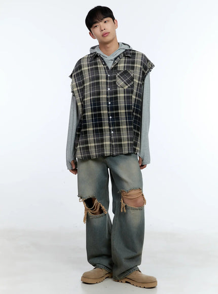 mens-distressed-plaid-shirt-vest-il517