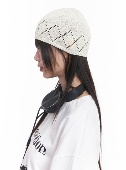 geo-print-linen-beanie-cy520