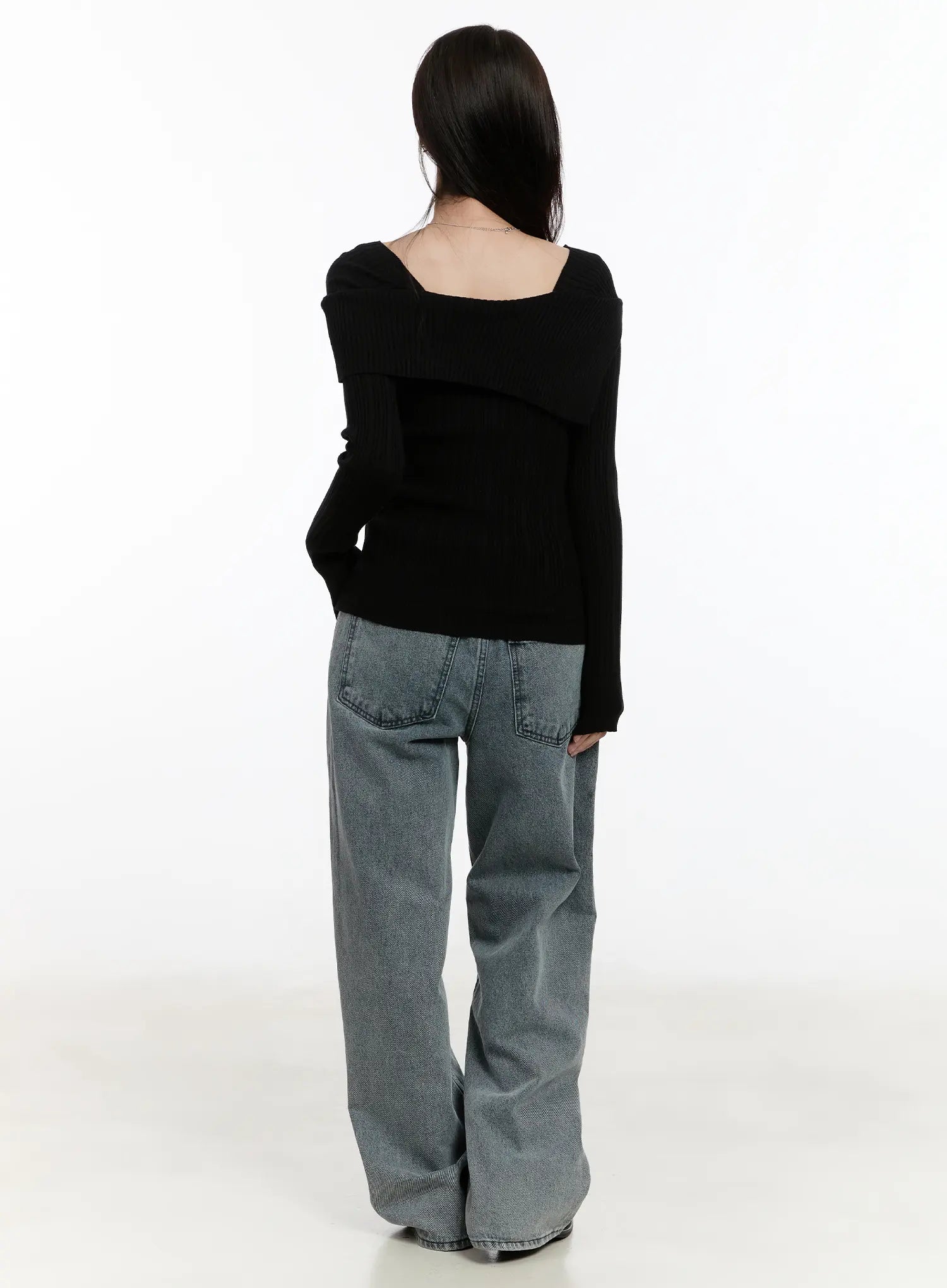 Ysabelle Gray Washed Wide Leg Jeans CM510