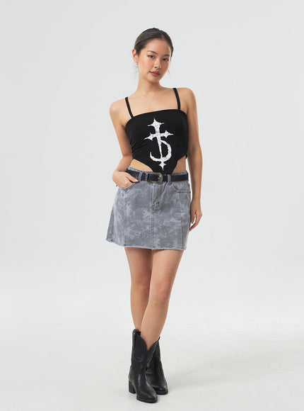 Thin Strap Graphic Top CM329