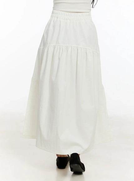 Elegant Shirred Flare Maxi Skirt CM505