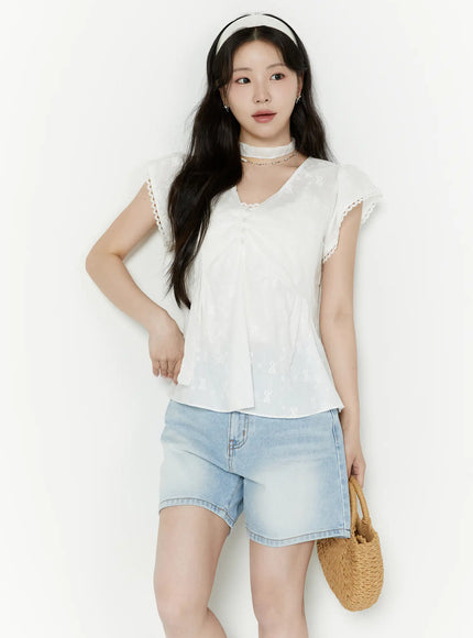 embroidered-ribbon-blouse-and-skinny-scarf-set-iy511