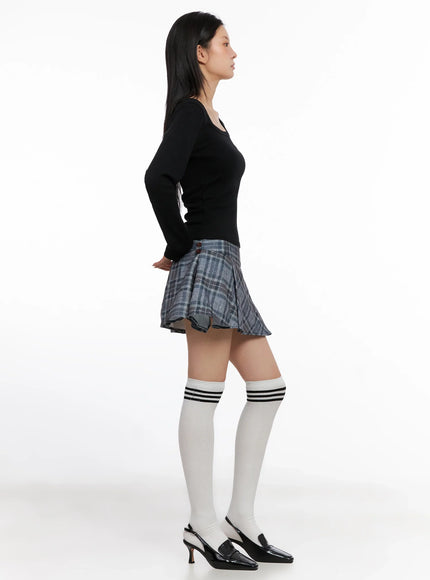 checkered-pleated-mini-skirt-is508