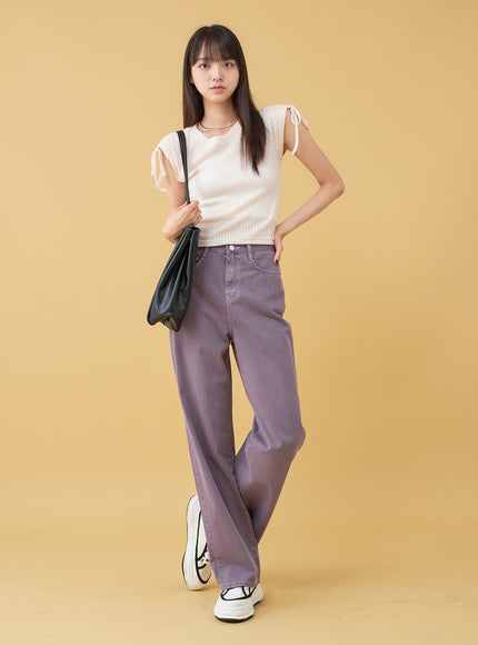 Long Cotton Colored Wide Pants OU15
