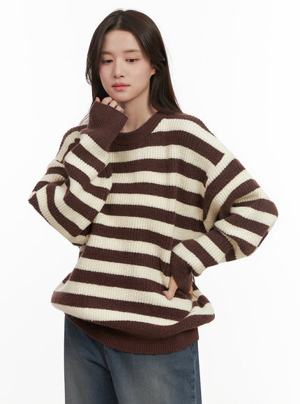 Cozy Striped Oversized Sweater IJ510