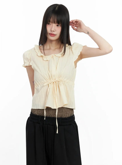 Ribbon Short Sleeve Blouse IM530