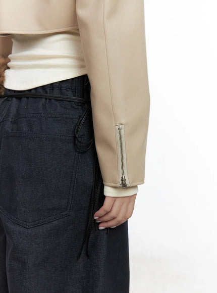 Cropped Faux Leather Jacket CN514