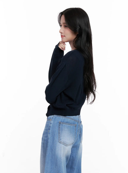 Round-Neck Mesh Knit Cardigan CL516