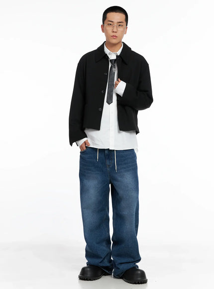 Men's Cropped Button-Up Jacket IS502