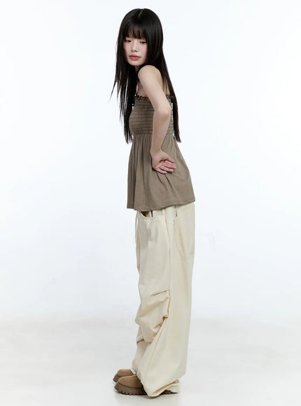 Oversized Pintuck Wide-Leg Pants CG507