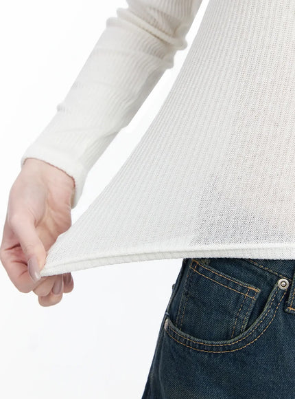 Simple Ribbed Round Neck Top IF502