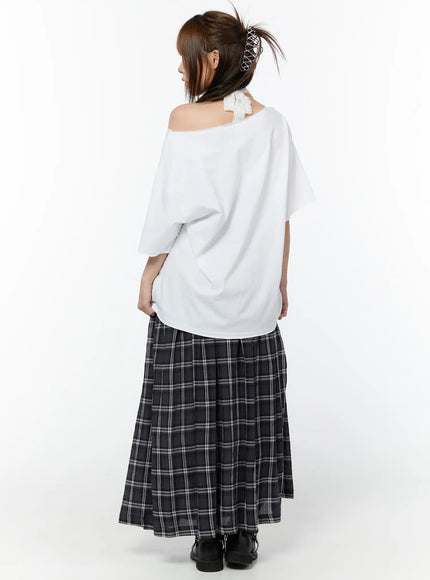 plaid-flare-maxi-skirt-cy519