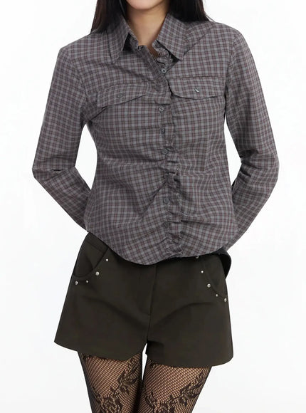 Stylish Check Ruffled Blouse IM530
