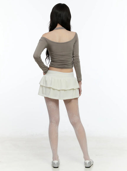double-layer-pleated-mini-skirt-cn517