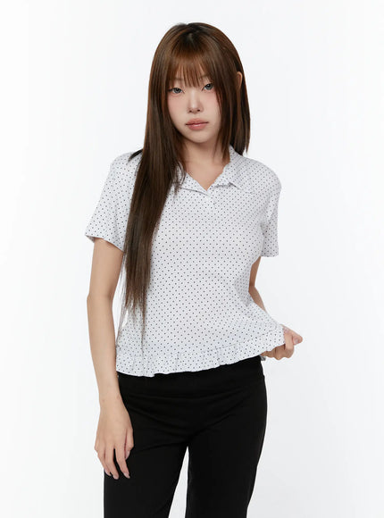 polka-dot-collar-frill-blouse-cy518
