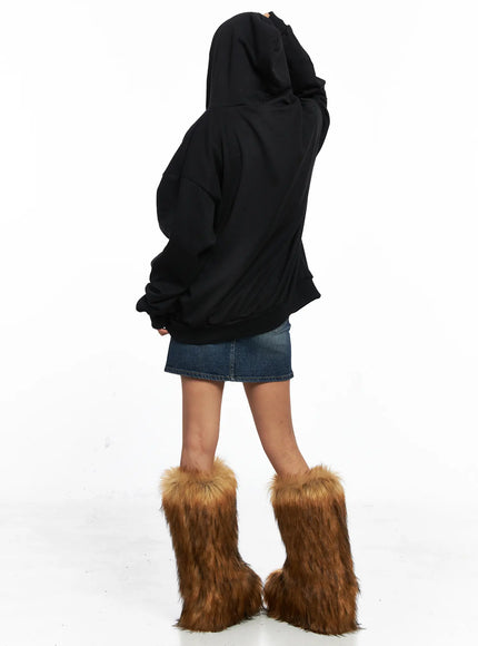 Oversized Graphic Zip-Up Hoodie CO513