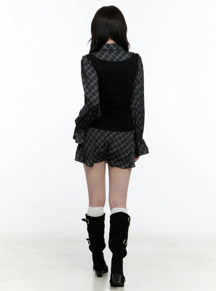 plaid-long-sleeve-mini-dress-cn517