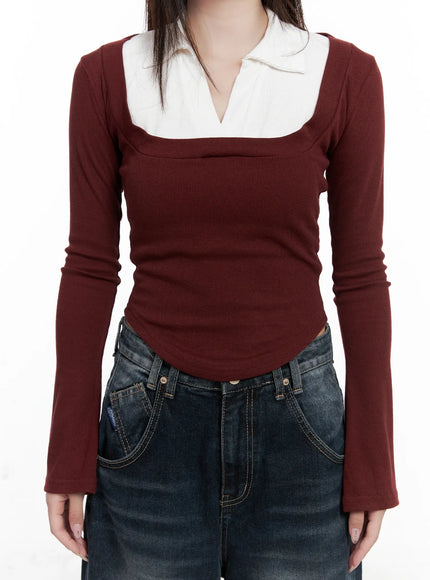 two-tone-square-neck-long-sleeve-top-co521