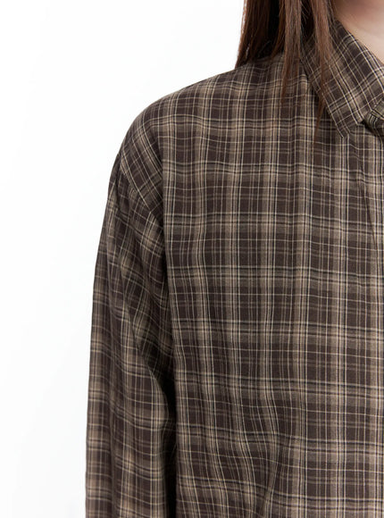 Oversized Plaid Button-Up Shirt CS501