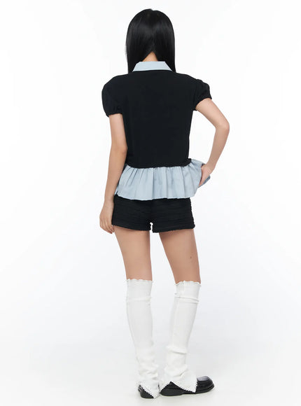 ruffle-lace-trim-shorts-cy513
