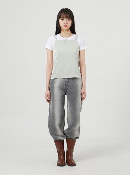 Satin Sleeveless Top OF327