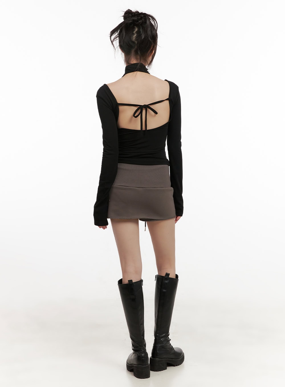 String Studded Graphic Mini Skirt CJ502