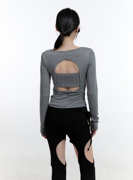 Back Cut-Out Slim-Fit Long Sleeve Top CJ521