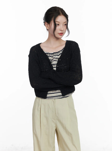 knitted-crop-cardigan-ca509 / Black