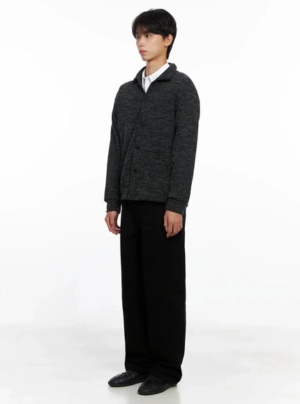 Men's Button-Up Collar Knit Cardigan IO516