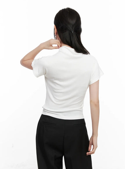 Draped Mock Neck Top CO531