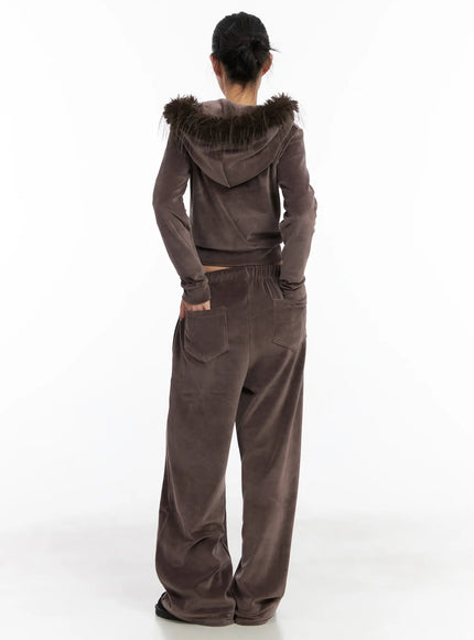 Wide Leg Velvet Track Pants CD508