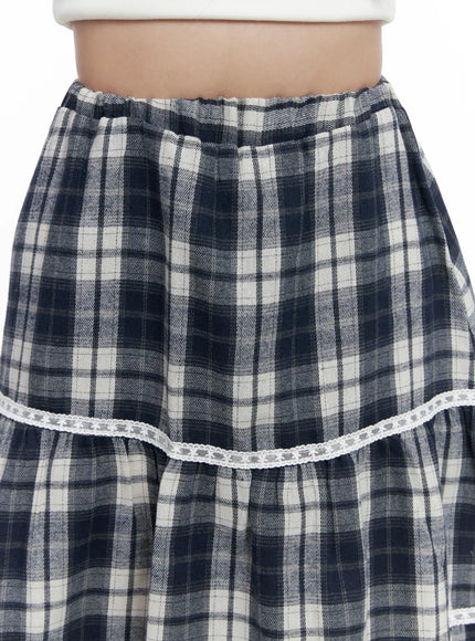 Plaid Ruffle Midi Skirt CO522
