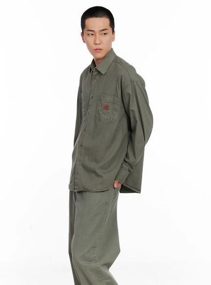 Men's Cozy Cotton Button-Up Shirt IG529