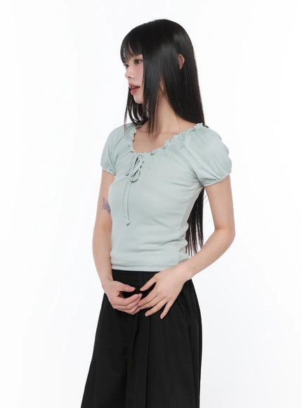 frill-trim-puff-sleeve-blouse-ca528