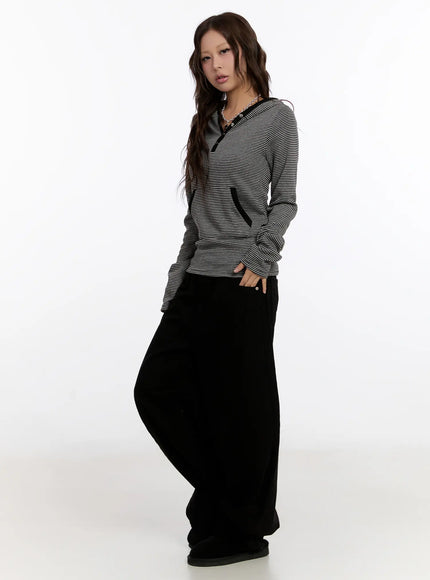 striped-button-slim-hoodie-cn527