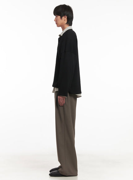 Men's Ribbed Buttoned Long-Sleeve Shirt IA510