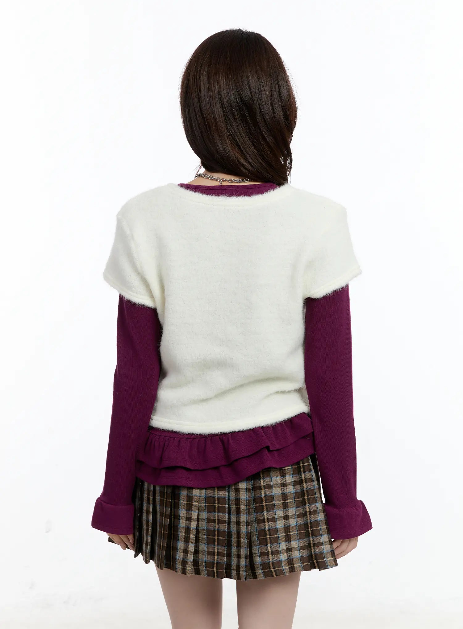 layered-fur-trim-short-sleeve-top-cn525