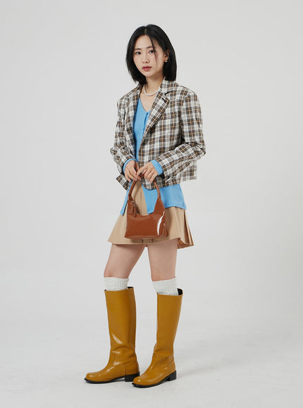 Check Pattern Crop Blazer OF310