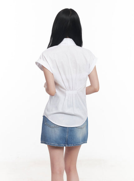 collared-blouse-top-neck-tie-set-cy523