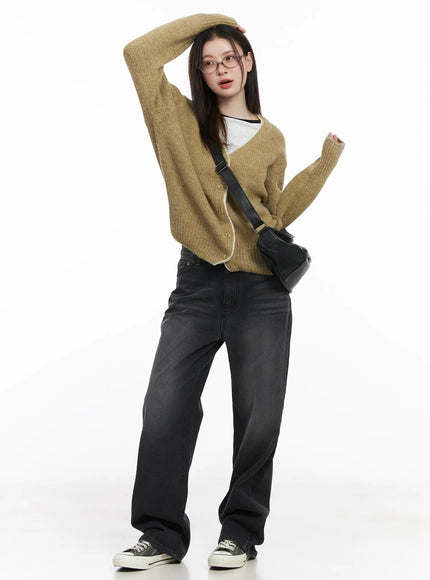 Two-Tone Wool Knit Cardigan CJ506