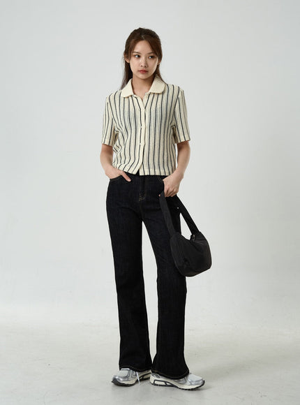 Semi Boot-Cut Raw Denim Pants CU11