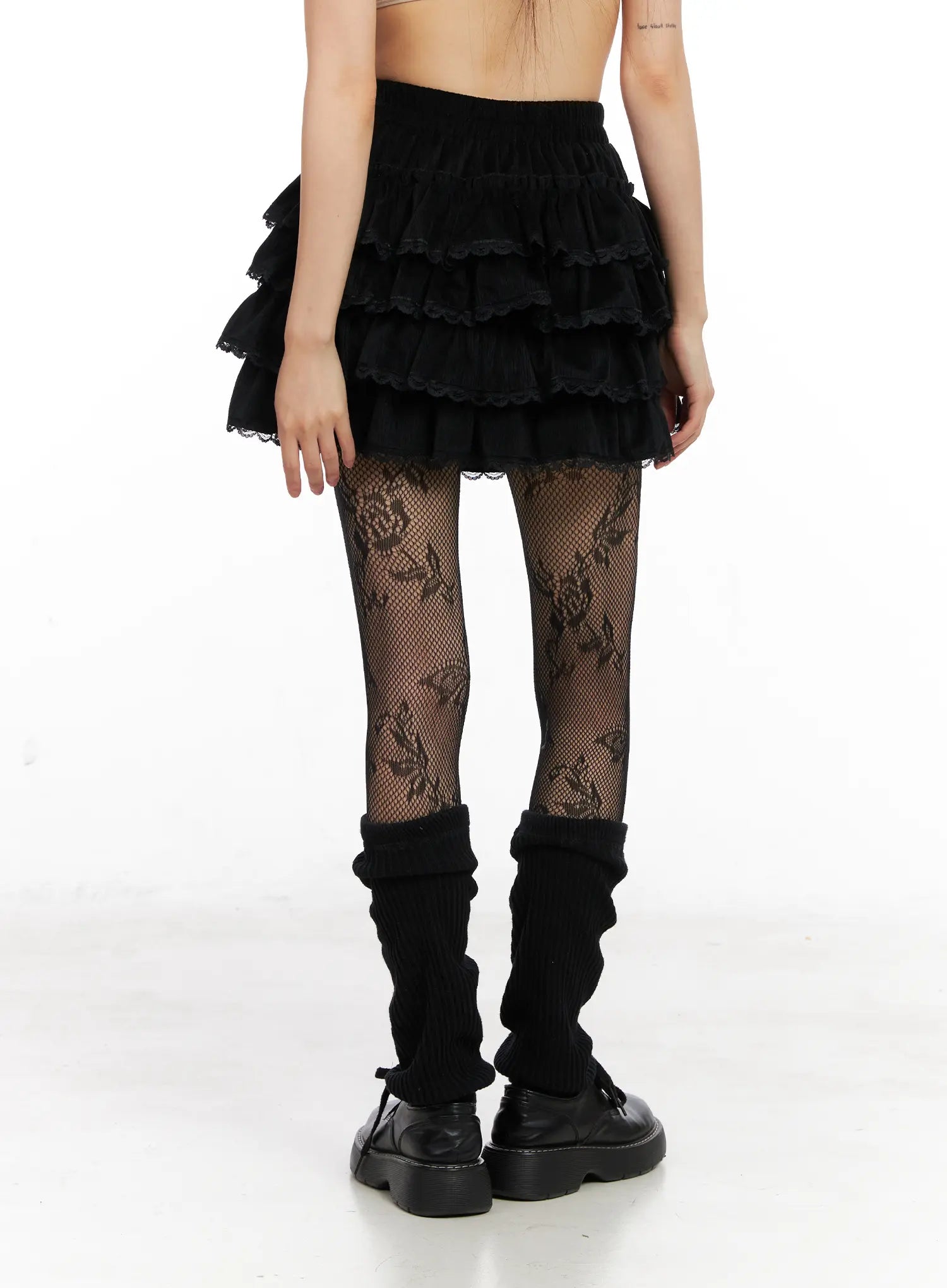 Lace-Up Ruffle Tiered Mini Skirt CN520