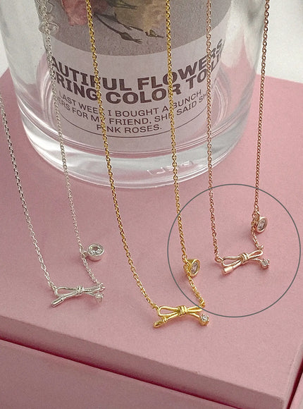 tokarczuk-ribbon-cubic-necklace-iu506 / rose gold