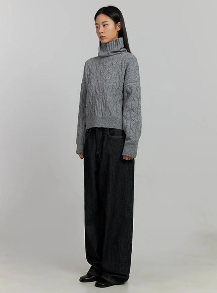 Cable Knit Turtleneck Sweater IJ502