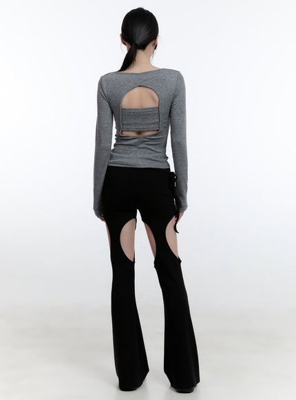 Back Cut-Out Slim-Fit Long Sleeve Top CJ521