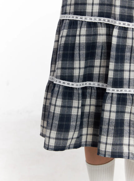 Plaid Ruffle Midi Skirt CO522