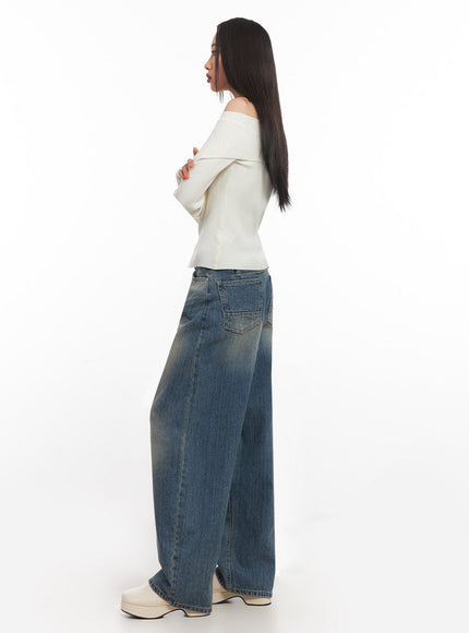 Sharon Washed Wide-Fit Baggy Jeans IA507