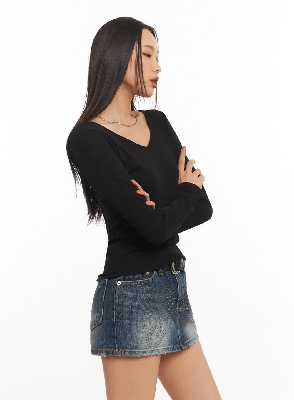 V-Neck Long Sleeve Top IA507