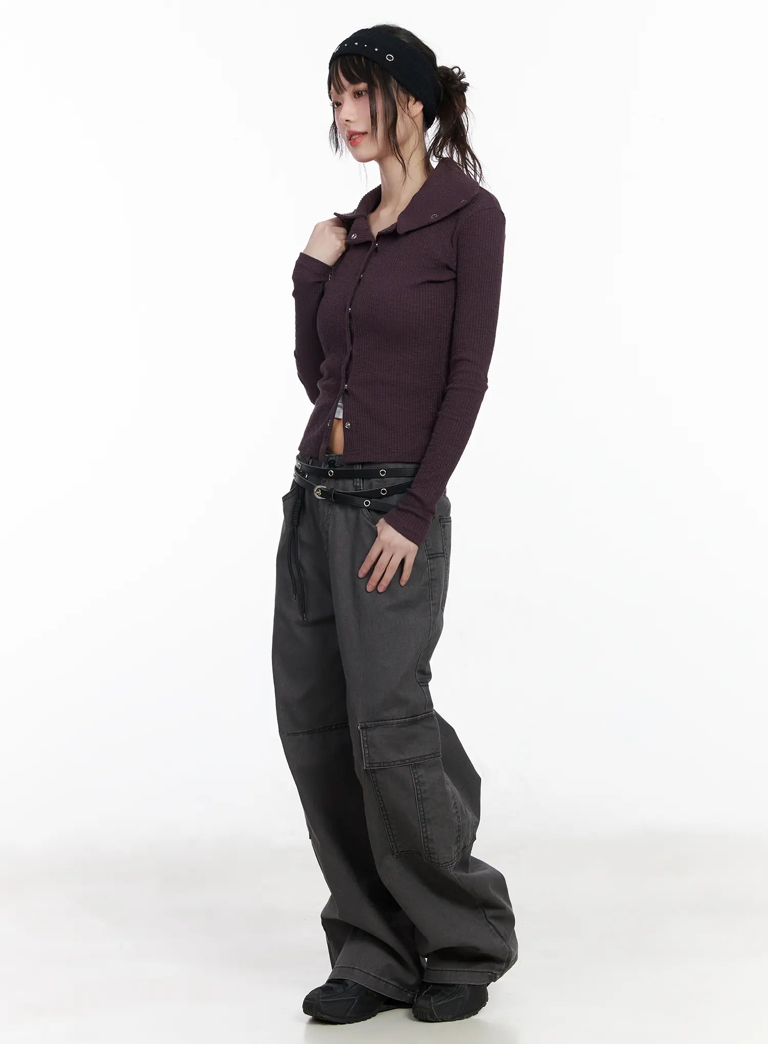 Ribbed Button-Up Knit Cardigan CM526